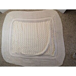 Handmade Vintage Knitted Soft baby Blanket With Yellow Lining